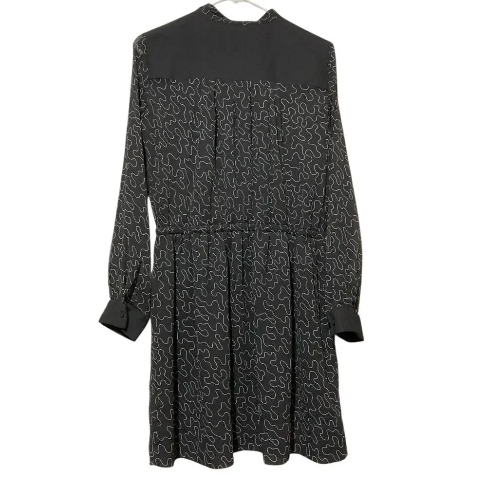 CLUB MONACO Quanni Dress Size L Mini Black White Geometrical Pattern - Picture 8 of 9